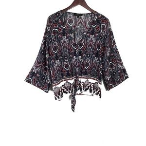 Fred David paisley & Floral Tie front shirt
